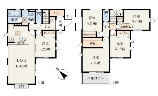 相模原市南区大野台8丁目の新築戸建ての間取図の写真