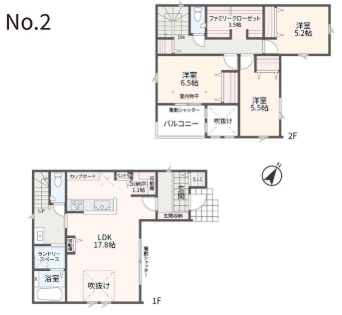 相模原市南区相模台3丁目の新築戸建て2号棟の間取図の写真