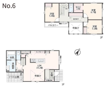 相模原市南区相模台3丁目の新築戸建て6号棟の間取図の写真