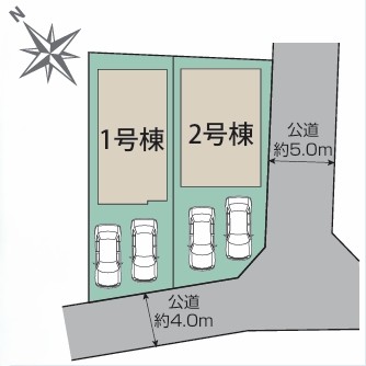 相模原市南区下溝の新築戸建て2号棟の区画図の写真