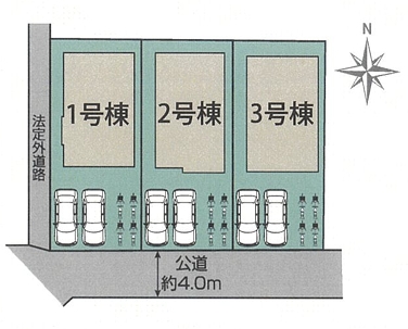 相模原市南区新戸の新築戸建て3号棟の区画図の写真