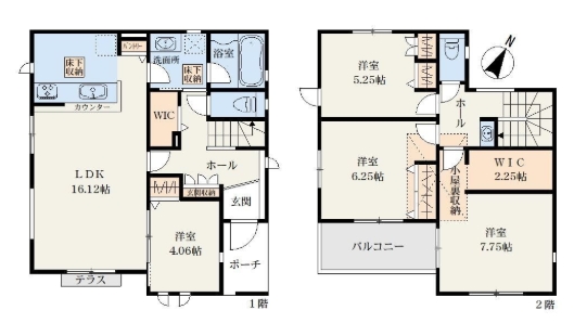 相模原市南区相南2丁目の新築戸建て1号棟の間取図の写真
