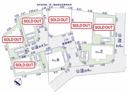 相模原市南区鵜野森3丁目の新築戸建て2号棟の区画図の写真