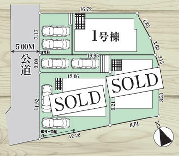 八王子市石川町の新築戸建て1号棟の区画図の写真
