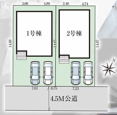 相模原市中央区光が丘3丁目の新築戸建て1号棟の区画図の写真
