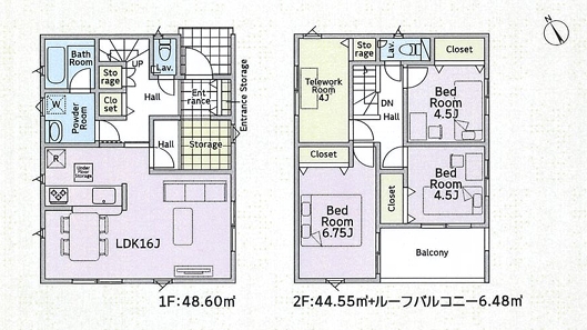 相模原市中央区星が丘4丁目の新築戸建て１号棟の間取図の写真