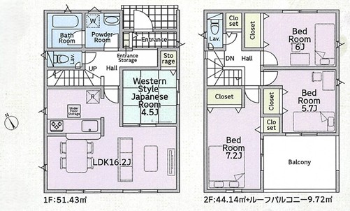 相模原市中央区星が丘4丁目の新築戸建て3号棟の間取図の写真