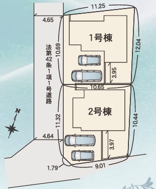 相模原市中央区淵野辺本町5丁目の新築戸建て1号棟の区画図の写真