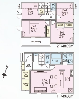 相模原市中央区淵野辺本町5丁目の新築戸建て2号棟の間取図の写真