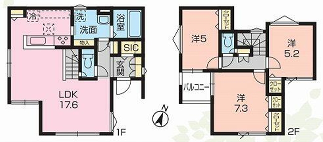 相模原市中央区上溝2丁目の新築戸建ての間取図の写真