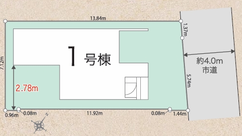相模原市中央区上溝3丁目の新築戸建ての区画図の写真