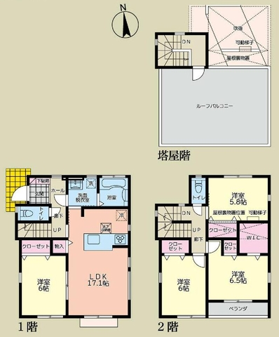 相模原市中央区水郷田名2丁目の新築戸建て1号棟の間取図の写真