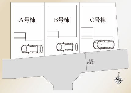 相模原市南区磯部の新築戸建てC号棟の区画図の写真