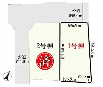 相模原市南区上鶴間1丁目の新築戸建て1号棟の区画図の写真