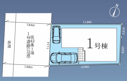 相模原市南区上鶴間4丁目の新築戸建ての区画図の写真