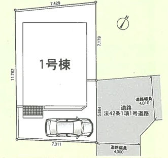 相模原市南区大野台4丁目の新築戸建ての区画図の写真