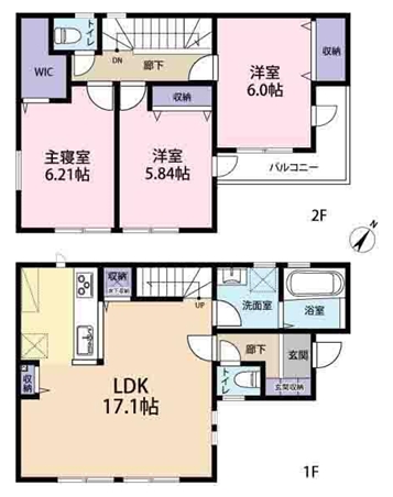 相模原市南区大野台7丁目の新築戸建ての間取図の写真