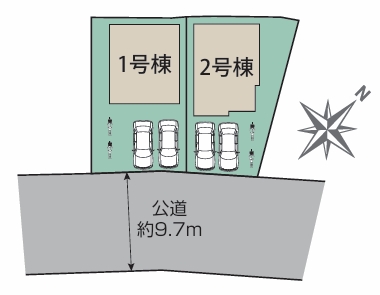 相模原市南区若松3丁目の新築戸建て1号棟の区画図の写真