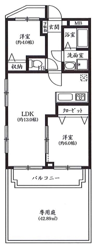相模原市中央区千代田5丁目の中古マンションの間取図の写真