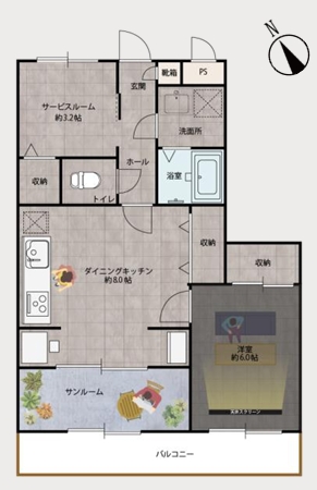 相模原市中央区上溝の中古マンションの間取図の写真