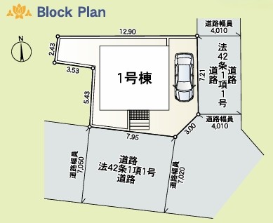 相模原市中央区上矢部2丁目の新築戸建ての区画図の写真