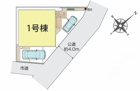 相模原市中央区上矢部2丁目の新築戸建ての区画図の写真