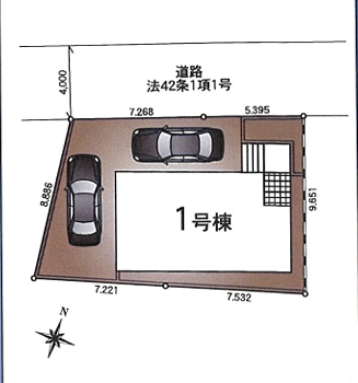 相模原市緑区橋本8丁目の新築戸建ての区画図の写真