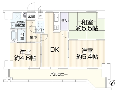 相模原市緑区下九沢の中古マンションの間取図の写真