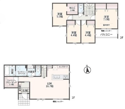 相模原市南区上鶴間本町8丁目の新築戸建て5号棟の間取図の写真