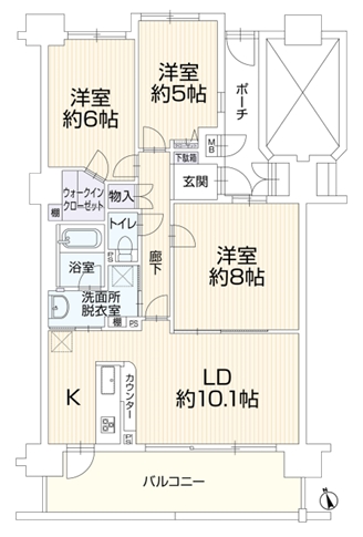 相模原市南区鵜野森1丁目の中古マンションの間取図の写真
