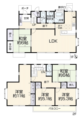 町田市本町田の中古戸建ての間取図の写真