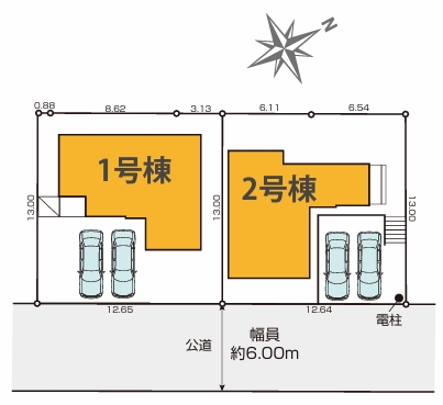 町田市金井ヶ丘4丁目の新築戸建の2号棟の区画図の写真