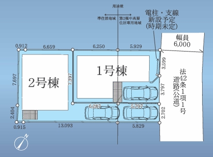町田市木曽東1丁目の新築戸建の2号棟の区画図の写真
