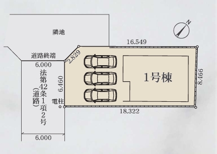 町田市木曽西5丁目の新築戸建の区画図の写真