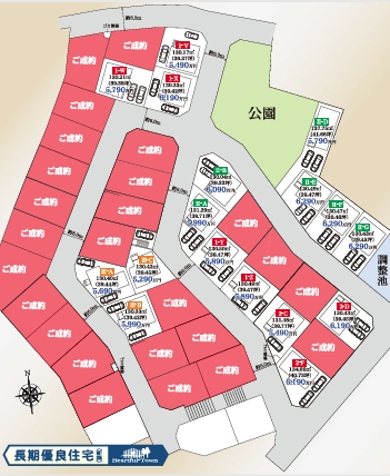町田市南大谷2丁目の新築戸建ての区画図の写真