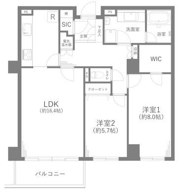 町田市成瀬6丁目の中古マンションの間取図の写真