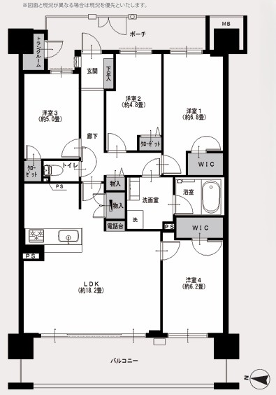 町田市小山ヶ丘5丁目の中古マンションの間取図の写真