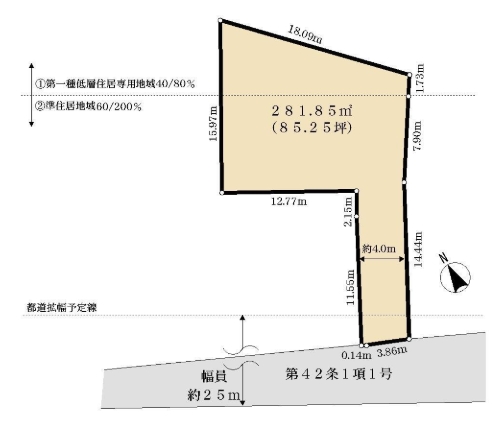 町田市小山町の土地の区画図の写真