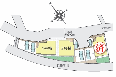町田市小山町の新築戸建の2号棟の区画図の写真