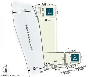 町田市真光寺1丁目の新築戸の2号棟の区画図の写真