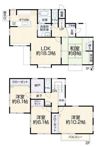 町田市常盤町の中古戸建ての間取図の写真