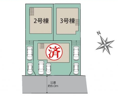 町田市鶴川3丁目の新築戸建の2号棟の区画図の写真