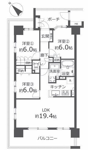 町田市鶴間7丁目の中古マンションの間取図の写真