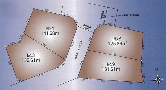 町田市薬師台1丁目の土地区3の区画図の写真