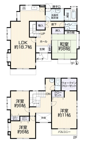 町田市薬師台2丁目の中古戸建ての間取図の写真