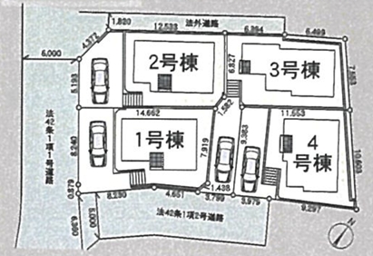 町田市図師町の新築戸建ての1号棟の区画図の写真
