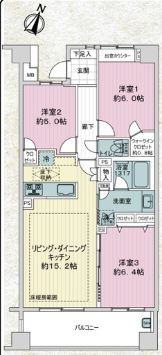 相模原市南区上鶴間本町1丁目の中古マンションの間取図の写真