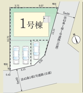 八王子市東中野の新築戸建ての区画図の写真