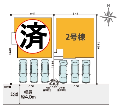 八王子市富士見町の新築戸建て2号棟の区画図の写真