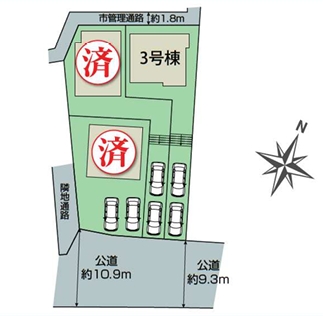 八王子市石川町の新築戸建て3号棟の区画図の写真